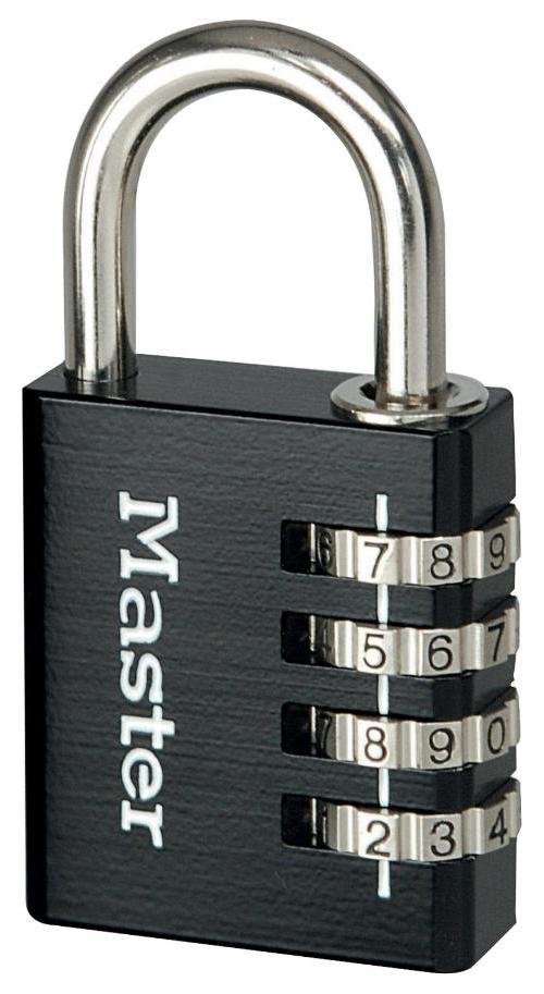 40mm Aluminium 4 Digit Combination Padlock, Black - 7640EURDBLK