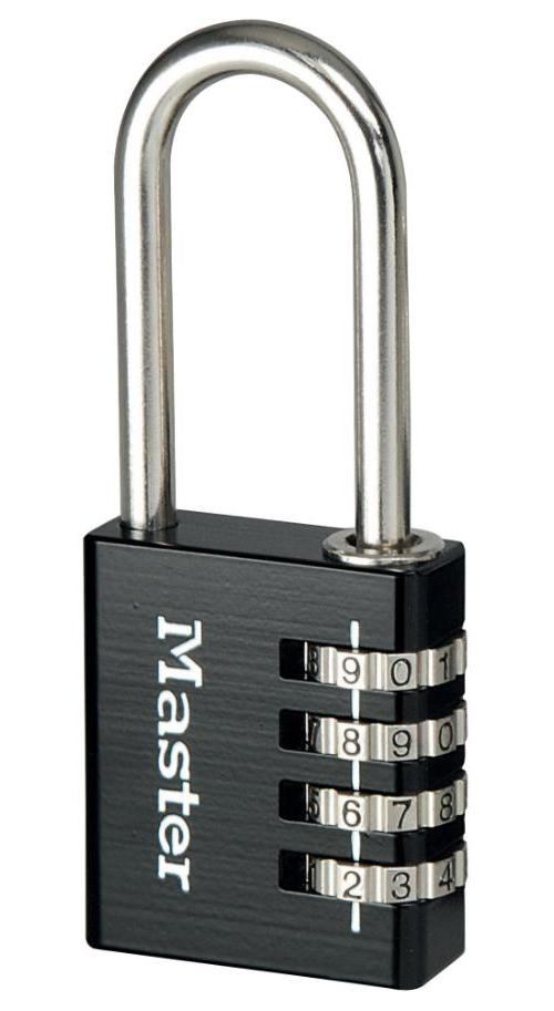 40mm Aluminium Long Shackle 4 Digit Combination Padlock, Black - 7640EURDBLKLH