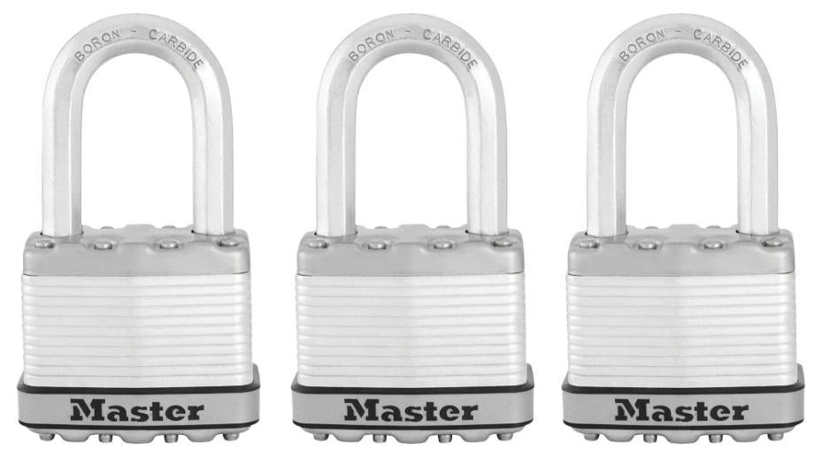 52mm Steel Heavy Duty Padlocks, 3 Pack - M5EURTRILF