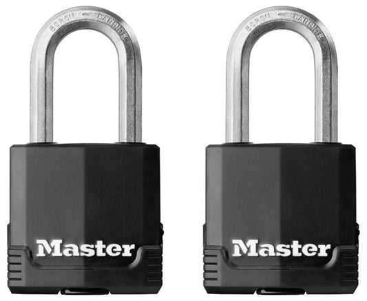49mm Covered Laminated Steel Heavy Duty Padlocks with 38mm Long Shackles, 2 Pack - M115EURTLF