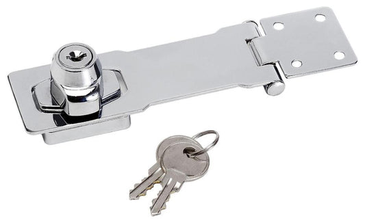 118mm Chrome Plated Steel Hasp with Key Lock - 725EURD