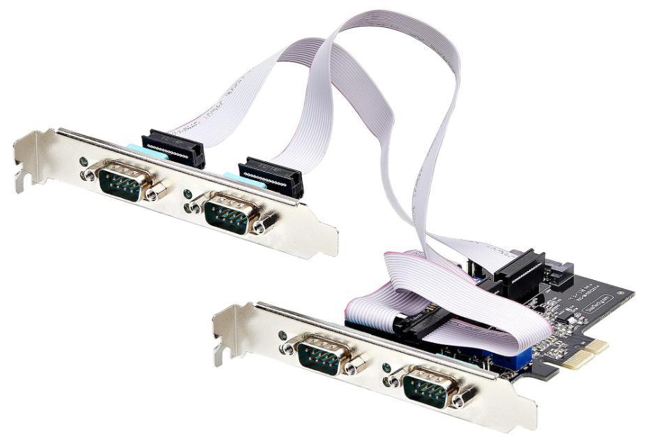 4 Port RS232 / RS422 / RS485 DB9 Serial PCI-Express Adaptor Card with 16C1050 UART - PS74ADF-SERIAL-CARD