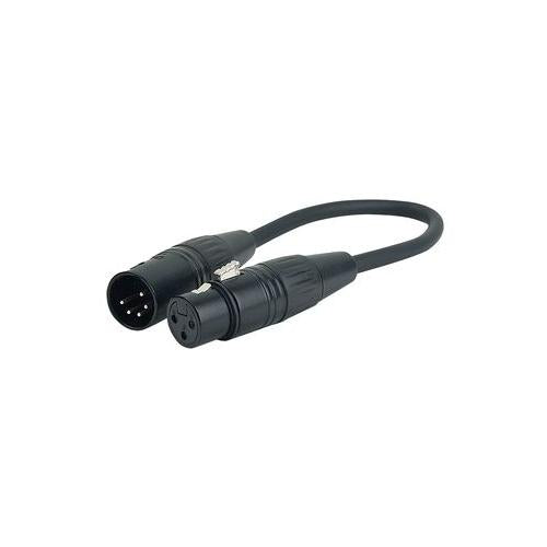 SHOWTEC - FLA36 - XLR ADAPTOR LEAD, 5P PLUG TO 3P SKT , 0.25 METRES