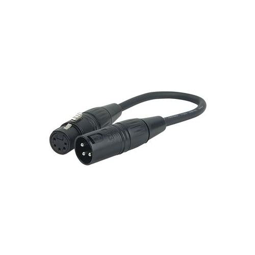 SHOWTEC - FLA37 - XLR ADAPTOR LEAD, 3P PLUG TO 5P SKT , 25 CM
