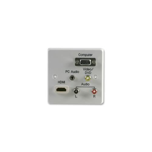 1GC-043 - AV WALL PLATE 1 GANG HDMI, AV, VGA & Jack , VGA CRIMP TERMINALS