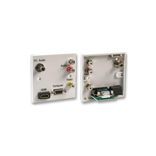 1GC-043-VN10-RA - AV WALLPLATE, PLUG AND PLAY , 1 GANG , HDMI , VGA , 3.5MM