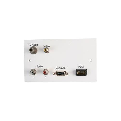 2GC-062-N10-RA-FH AV WALLPLATE, 2 GANG, PLUG AND PLAY , HDMI, VGA , 3.5MM ,PHONO