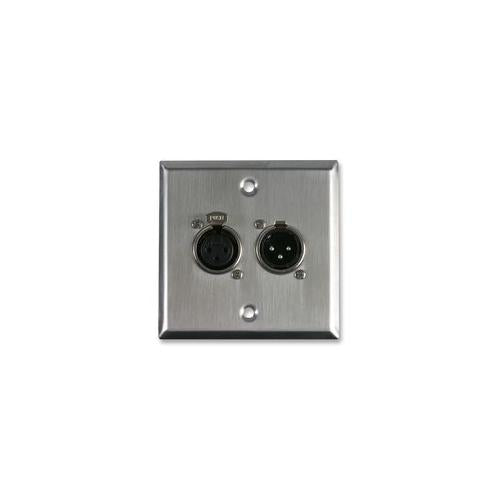 AV16202 - WALL AV PLATE , STAINLESS STEEL, XLR PLUG + SOCKET