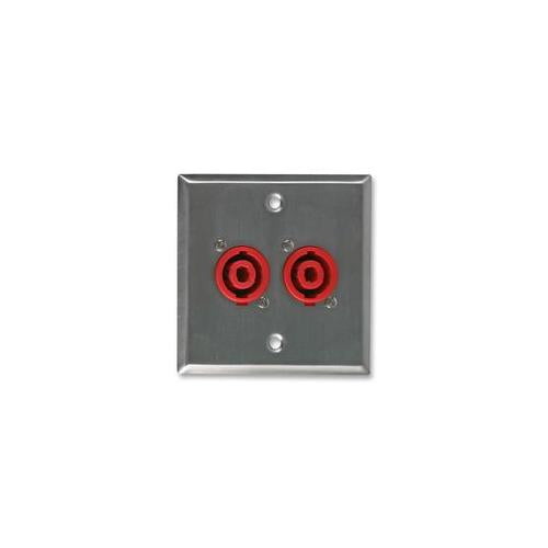 AV16204 - WALL AV PLATE , STAINLESS STEEL, 2 X 4-POLE SPEAKER SOCKETS