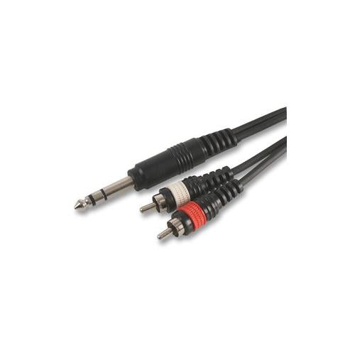 PULSE - PLS00123 - 6.35MM JACK TO 2X PHONO PLGS, 5 METRES