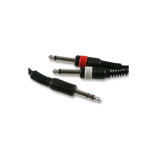 PRO SIGNAL - PSG01365 - 6.35MM STEREO JACK PLUG TO 2X MONO JACK PLUG LEAD , 1.5M