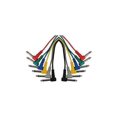 600MM PATCH LEADS - PATCH LEADS, 6.35MM MONO JACK 600MM , PACK OF 6 DIFF COLOURS