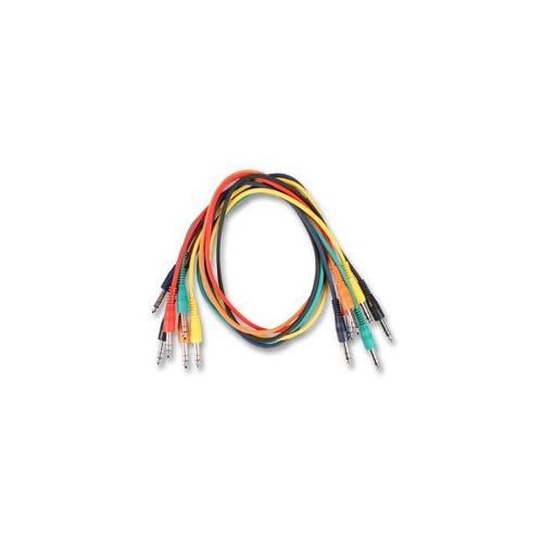 FL-12-30 PATCH LEAD, 6.35MM (1/4") JACK STEREO 30CM 6 PACK , MIXED COLOUR CABLES