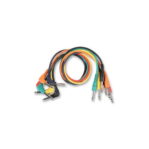 FL-14-90 - PATCH LEADS, 6.35MM (1/4") JACK MONO R/A 90CM 6 PACK , MIXED COLOUR