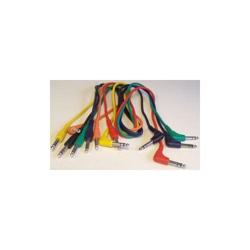 FL-15-90 - PATCH LEADS, 6.35MM (1/4") JACK STEREO R/A 90CM 6 PACK , MIXED COLOUR