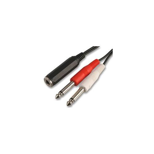 PRO SIGNAL - PSG03280 - 6.35MM (1/4") SOCKET TO 2X PLUGS, MONO, 0.3M