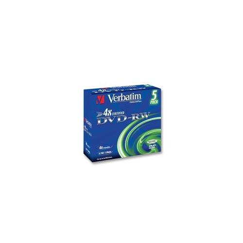 VERBATIM - 43285 - DVD-RW 4X JEWEL CASE 5 PACK