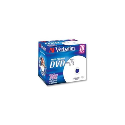 VERBATIM - 43521 - DVD-R PRINTABLE JEWEL CASE 16X 10 PACK