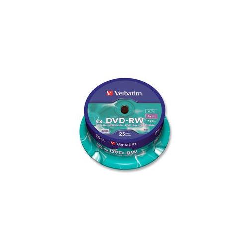 VERBATIM - 43639 - DVD-RW, 4X, SPINDLE X25, SILVER TOP