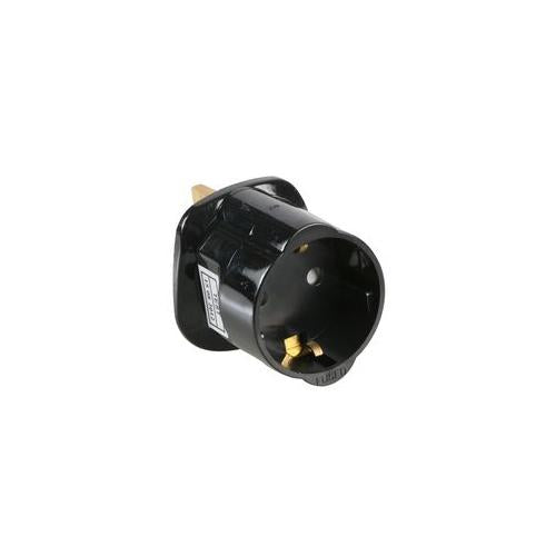 9680 BLACK Pro Elec Schuko To Uk Travel Adaptor Black