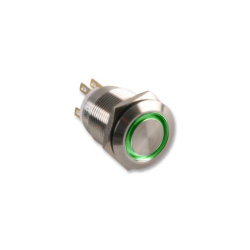 101-19L-F-R-G-S-12V Switch , Antivandal , 19mm , Ring , Green