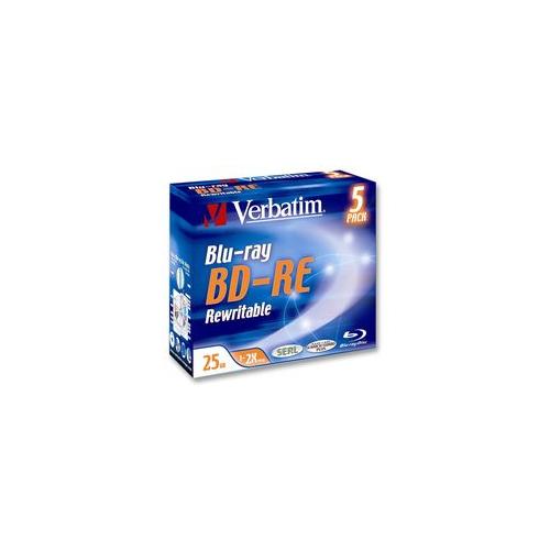 43615 Verbatim Blu Ray, Bd-Re,2X,Jc 5 Pack,Verbatim