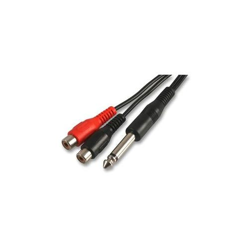 PSG03266 Pro Signal 6.35mm 2P Plug To 2X Phono socket , 0.5M Cable
