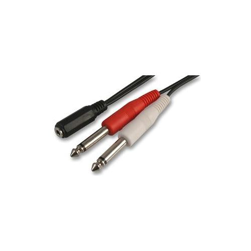 PSG03290 Pro Signal 3.5mm Stereo Socket To 2X 2P 6.35mm Plugs, 0.5M