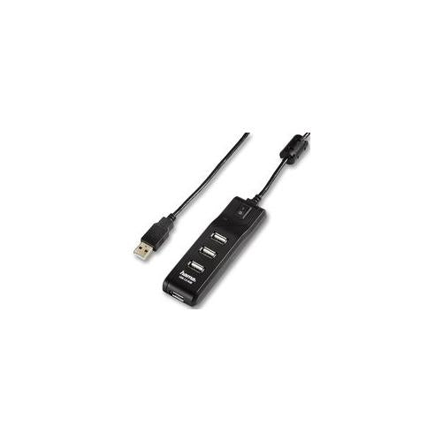054590 Hama Hub , USB 2 , 4 Port + Switch , Black