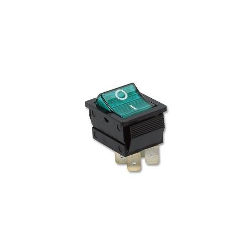 C1353VQ0/1GRN Arcolectric Switches Rocker Switch , DPST , Illum Green