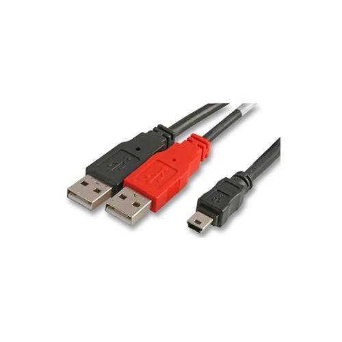 81577 Cables To Go Lead , USB 2 , 2X A M/1X Mini-B M , 2M , Black