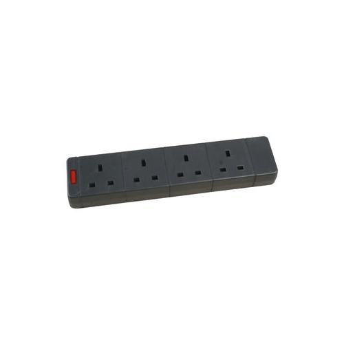 97988 BLACK Pro Elec Extension Socket 4 Gang Black
