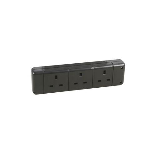 9338 BLACK Pro Elec Extension Socket 3 Gang Black