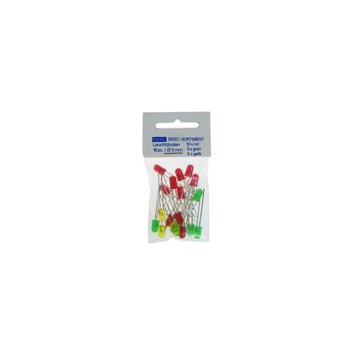 S050 Kemo Electronic LEDs , 5mm , Red/Green/Yellow , Pk18