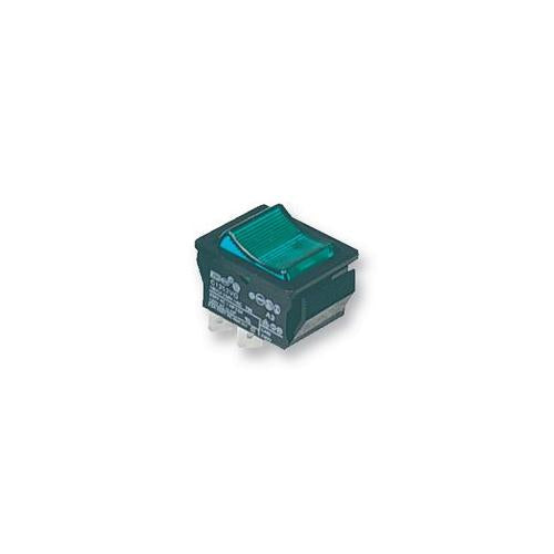 C1353VQNAC Arcolectric Switches Rocker Switch , DPST , Illum Green