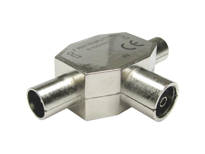 TV Aerial 2 Way Splitter - Coax Splitter 1 X Female To 2 X Male Metal ...