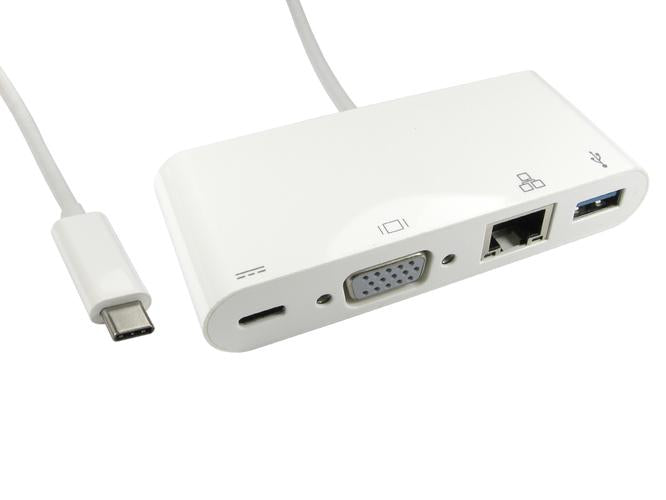 15cm USB type C to vga USB & gigabit adaptor with pd function