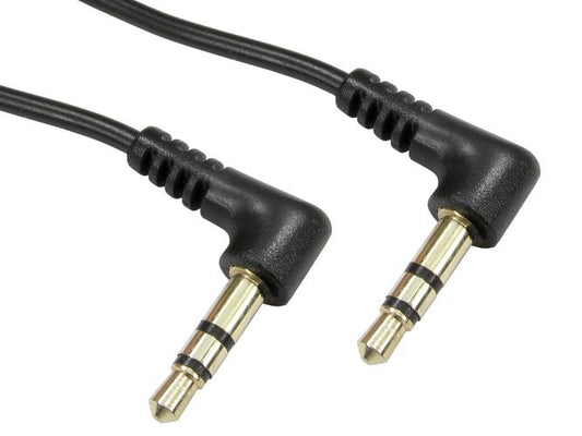 1 Metre 3.5mm Stereo Cable Lead Right Angled Male-Angled Male Gold Conn Black