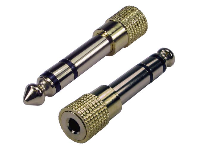 6.35 Stereo Male 3.5mm Stereo Female Adaptor Gold