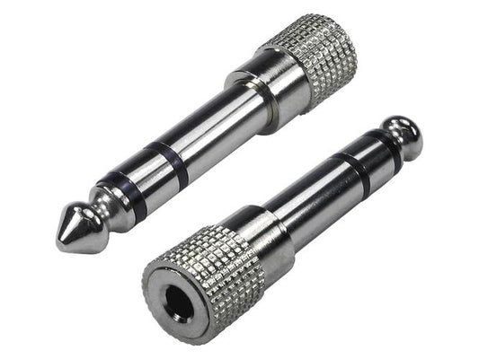 6.35 Stereo Male 3.5mm Stereo Female Adaptor Nickel