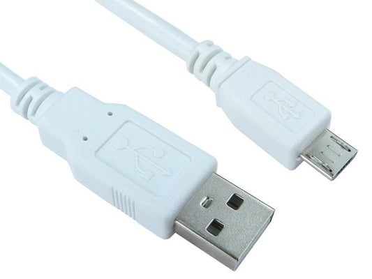5 Metres USB 2.0 a micro b male white cable