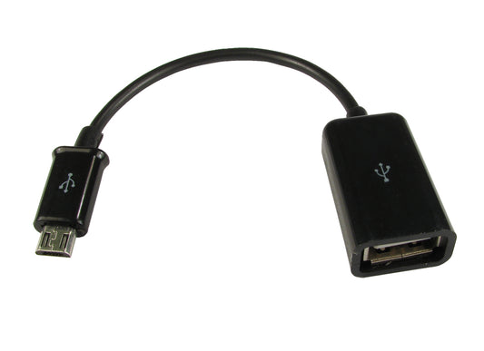 14CM USB 2.0 A F- MICRO B M OTG ADAP CABLE - BLACK
