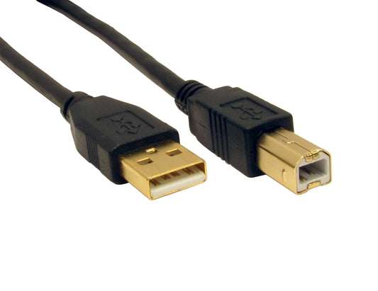 1 Metre USB 2.0 AM-BM BLACK/GOLD Printer Device Lead
