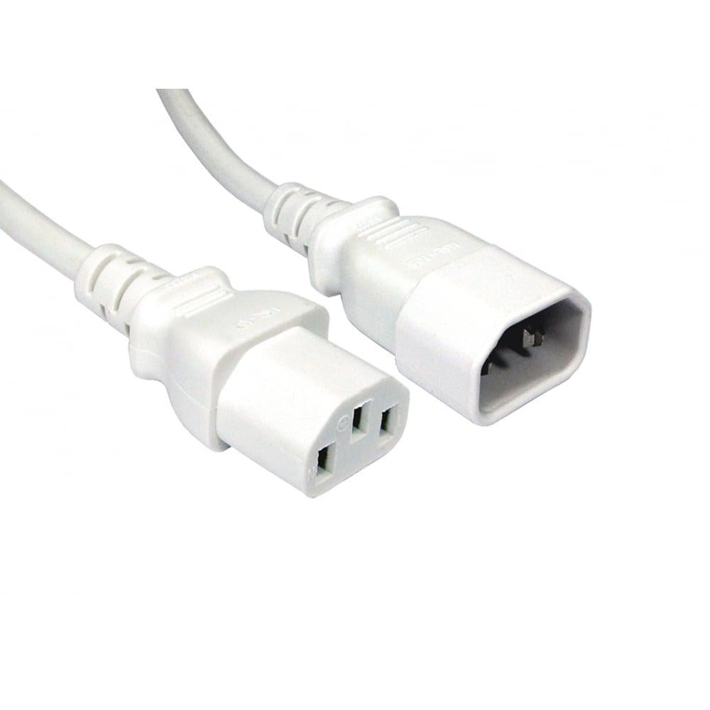 0.5m C14 to C13 Power Extension Cable - White