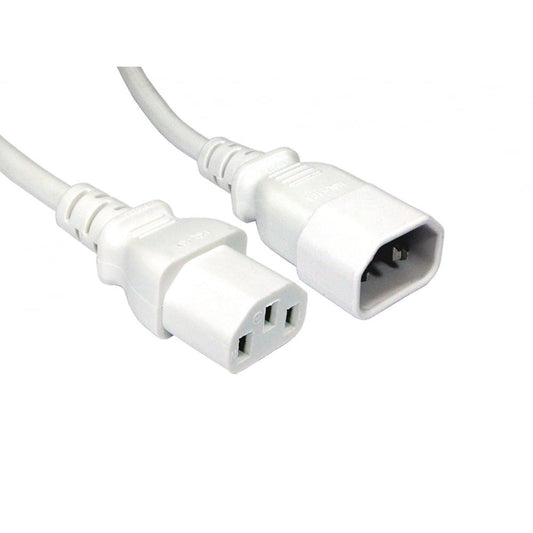 0.5m C14 to C13 Power Extension Cable - White