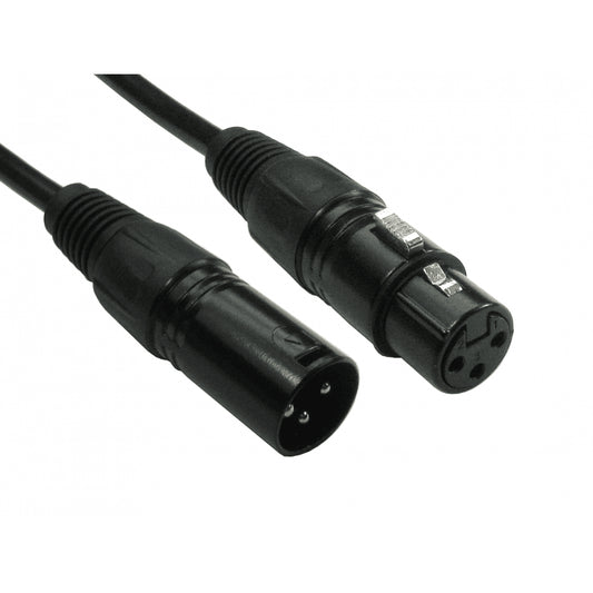5m 3 Pin XLR Male to Female Cable - Black Connectors