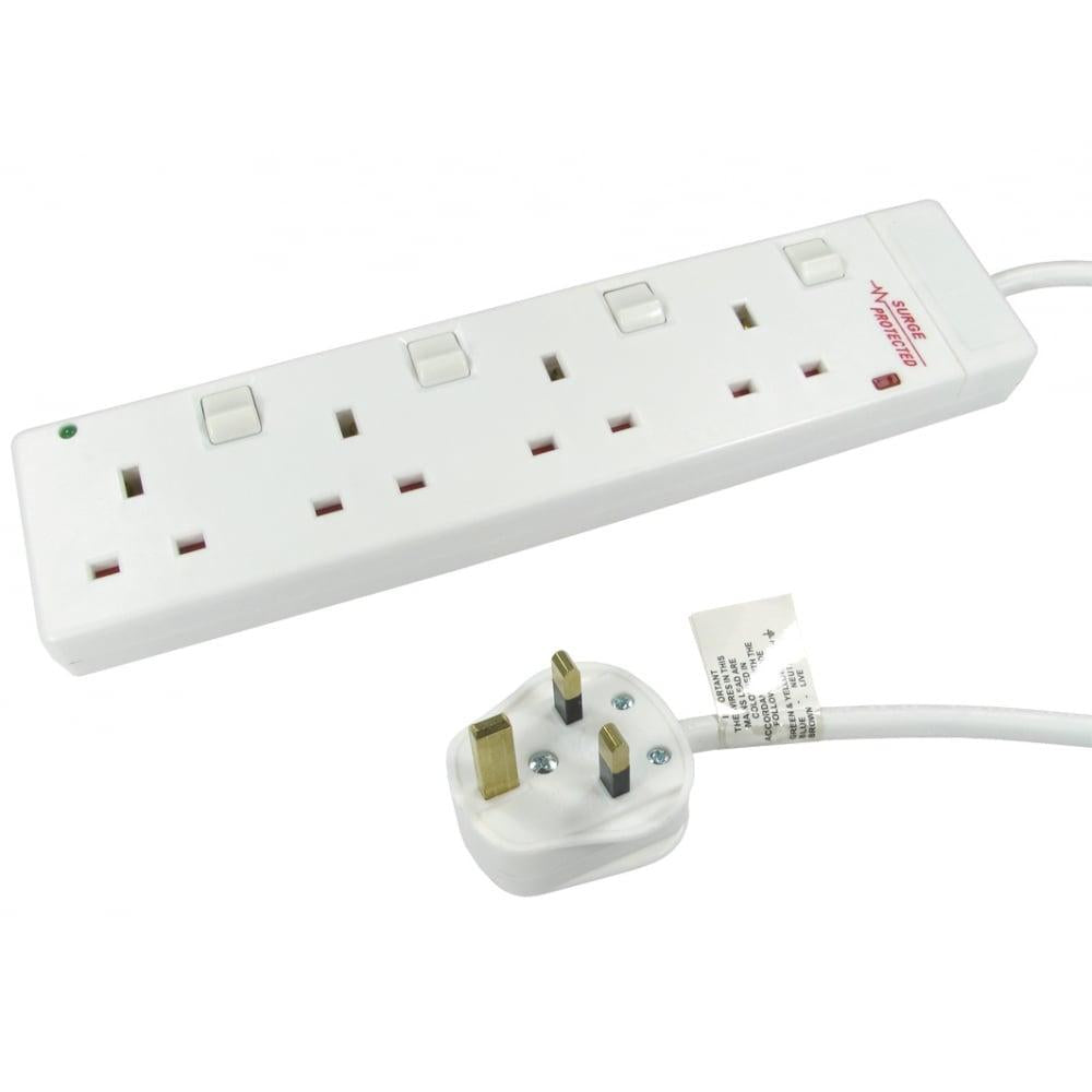 10m Individually Switched UK Power Extension - 4 Ports