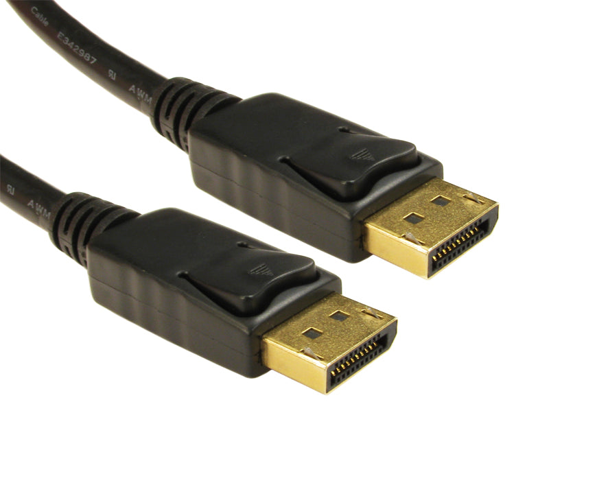 3mtr black d/p m-m cable gold w/locking connectors