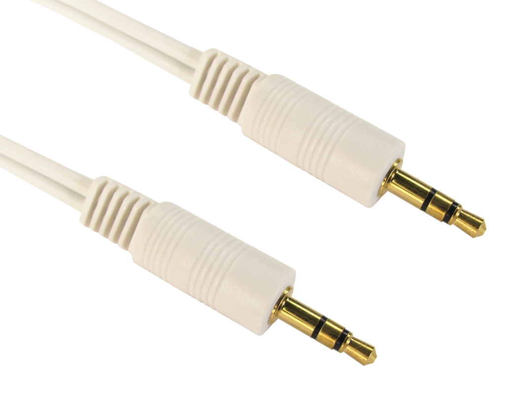 3mtr white 3.5mm stereo m - m cable gold
