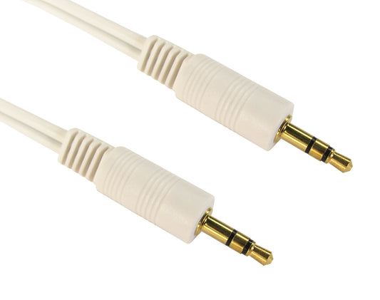 3mtr white 3.5mm stereo m - m cable gold
